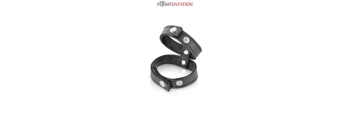 Double cockring simili cuir - Fetish Tentation