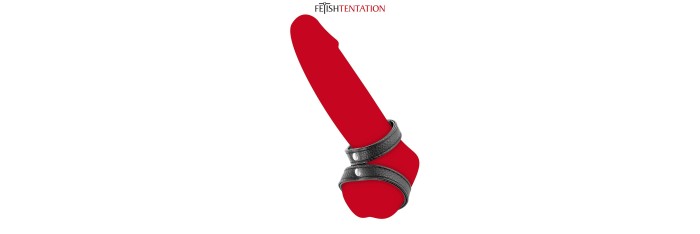 Double cockring simili cuir - Fetish Tentation