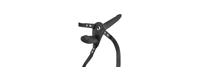 Double gode ceinture noir vibrant - Fetish Tentation