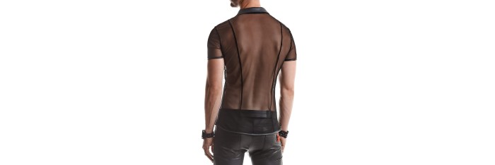 Polo en maille noire transparente - Regnes