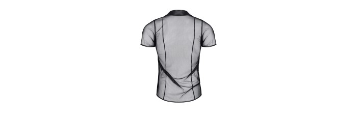 Polo en maille noire transparente - Regnes