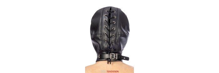 Cagoule BDSM simili cuir avec baillon amovible - Fetish Tentation