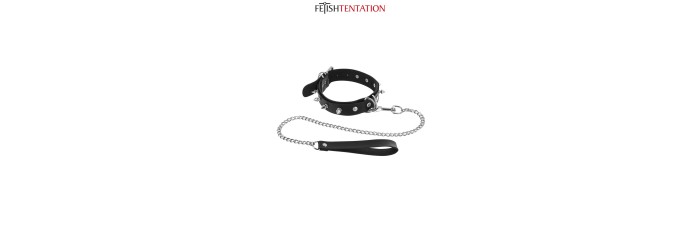 Collier à pointes  laisse - Fetish Tentation