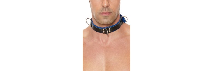 Collier Bondage Deluxe bleu et noir - Ouch!