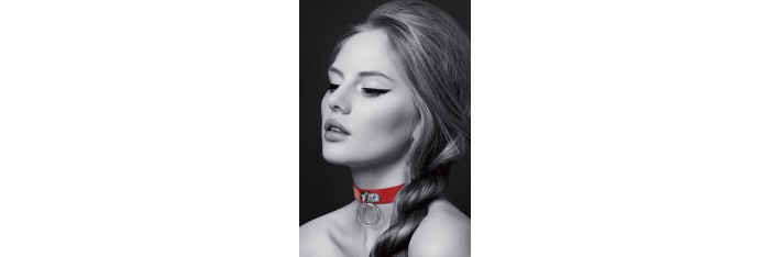 Collier Fetish rouge avec anneau - Bijoux Pour Toi