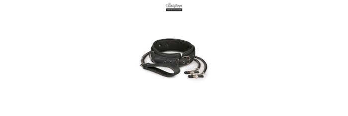 Collier cuir avec chaînes de seins - Easytoys Fetish Collection