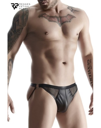 Jock strap noir wetlook et résille - Regnes