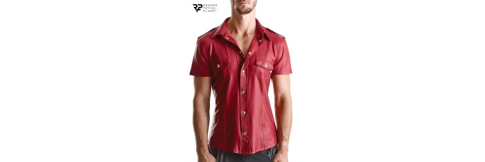 Chemise manches courtes wetlook rouge Carlo - Regnes