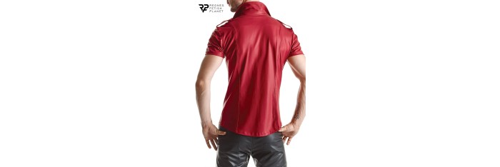 Chemise manches courtes wetlook rouge Carlo - Regnes