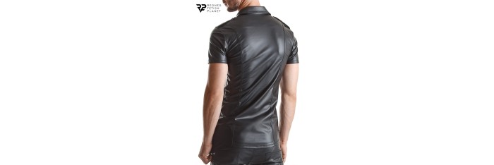 Chemise manches courtes wetlook noire Luca - Regnes