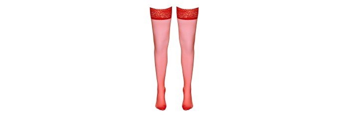 Bas autofixants rouge - Cotelli Legwear