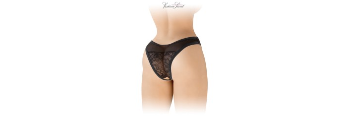 Tanga noir ouvert Ava - Fashion Secret