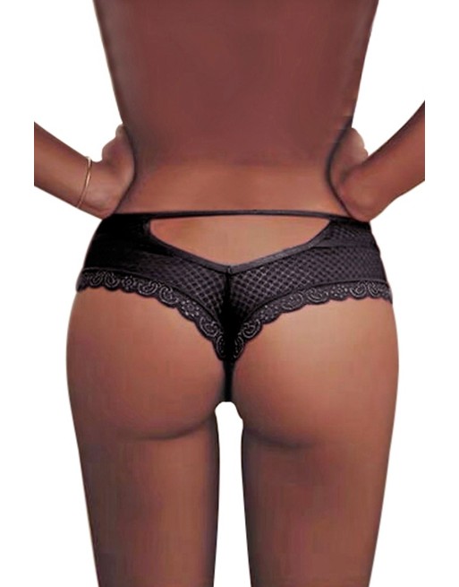 Tanga noir dentelle - Paris Hollywood