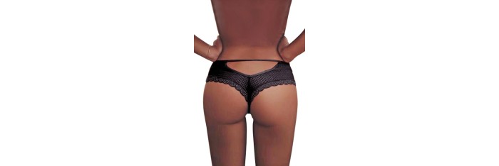 Tanga noir dentelle - Paris Hollywood