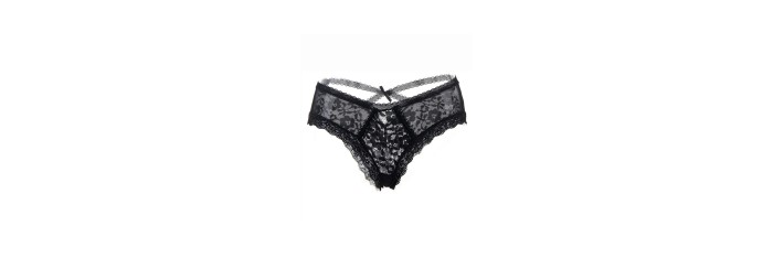 Tanga noir en dentelle fine