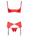 Ensemble lingerie 3 pièces ouvert rouge - Cottelli Lingerie