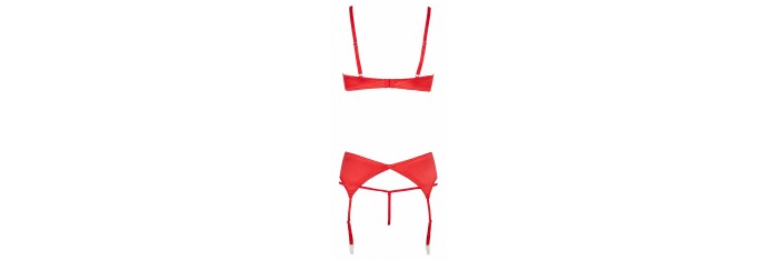 Ensemble lingerie 3 pièces ouvert rouge - Cottelli Lingerie