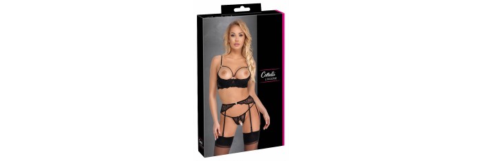 Ensemble lingerie ouverte noir - Cotelli Lingerie