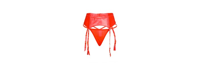 Porte-jarretelles wetlook avec string rouge