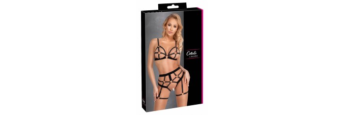 Set lingerie BDSM harnais noir - Cotelli Lingerie