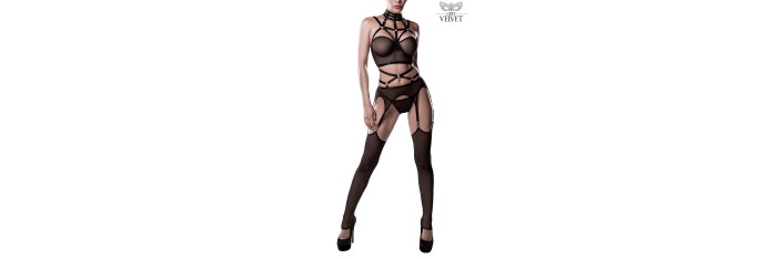 Set sexy fetish harnais et voile - Grey Velvet