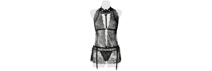 Set érotique robe dentelle, harnais et string - Grey Velvet