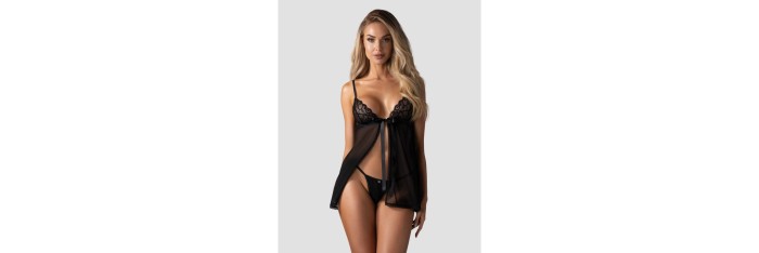 Blomentis babydoll et String - Noire