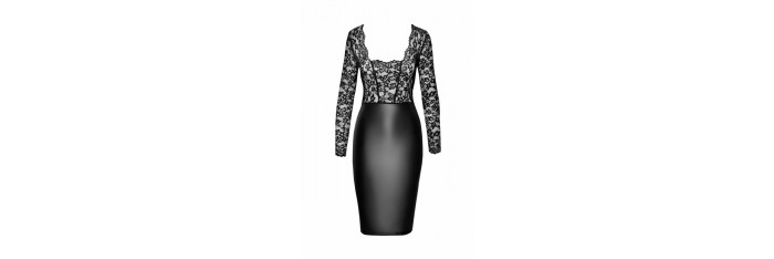 F295 Euphoria Robe midi en dentelle et wetlook