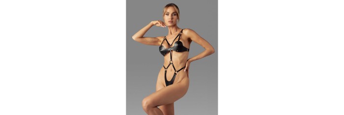 Dame controle body ouvert - Noir