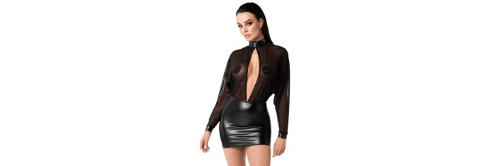 Mini robe Opium F348 wetlook et tulle