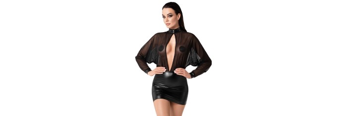 Mini robe Opium F348 wetlook et tulle