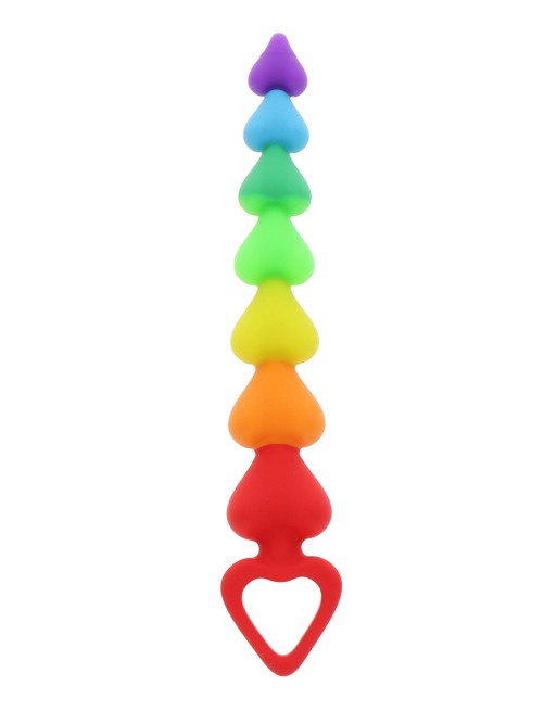 Stimulateur anal Rainbow Heart Beads - Toyjoy