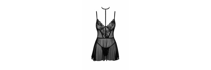 First Kiss 249 babydoll et collier - noire