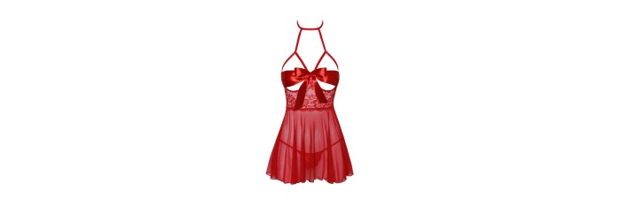 Sexy Kiss 247 babydoll et ruban de satin - Rouge