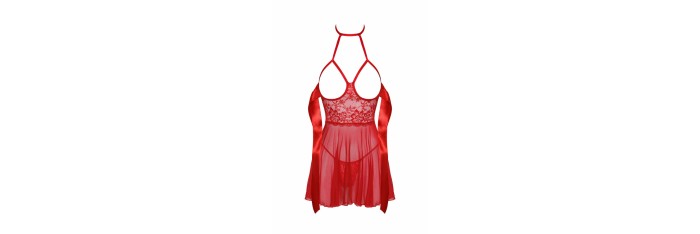 Sexy Kiss 247 babydoll et ruban de satin - Rouge