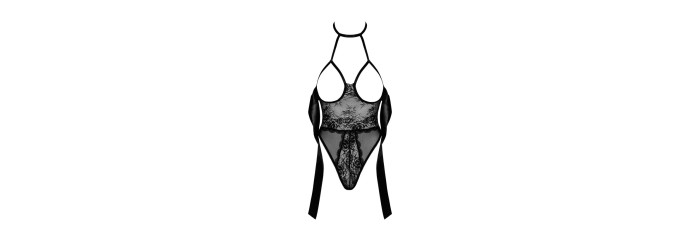 Sexy Kiss 246 body et ruban de satin - noir