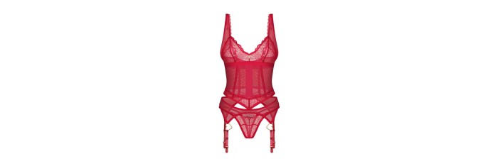 Cupide Desir corset et string - Rouge