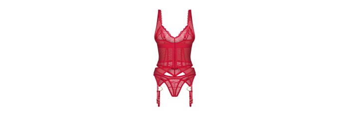 Cupide Desir corset et string - Rouge