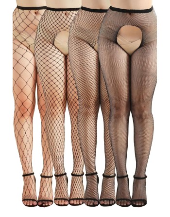 Pack 4 collants ouverts résille