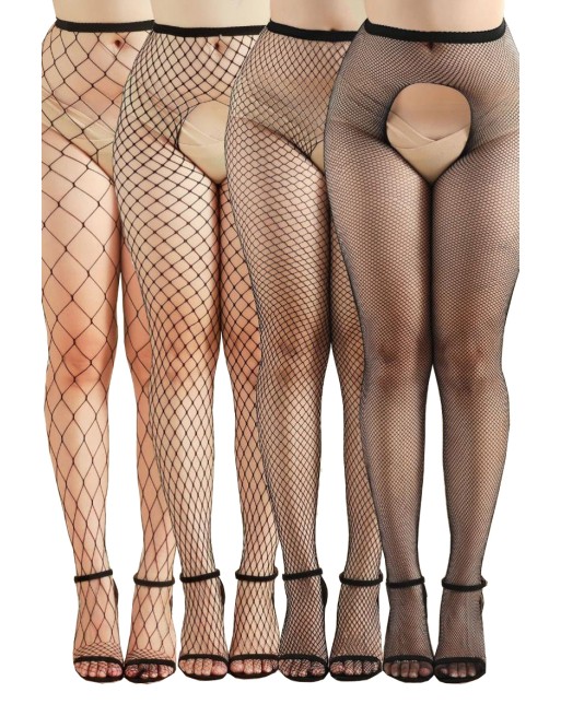 Pack 4 collants ouverts résille