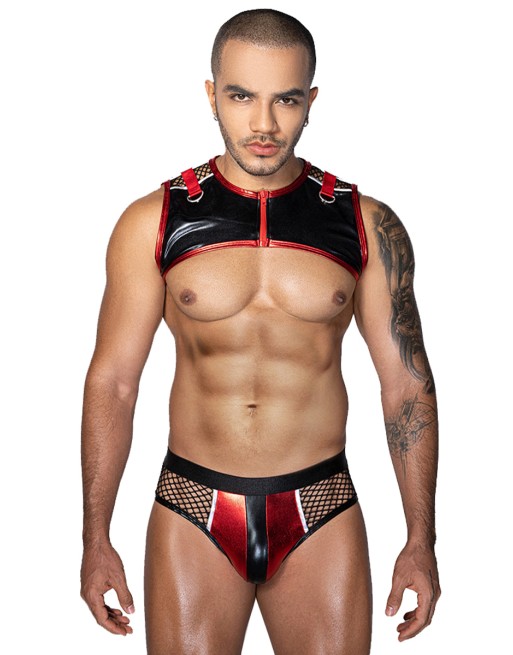 Ensemble sexy deux pièces rouge et noir - J Lingerie