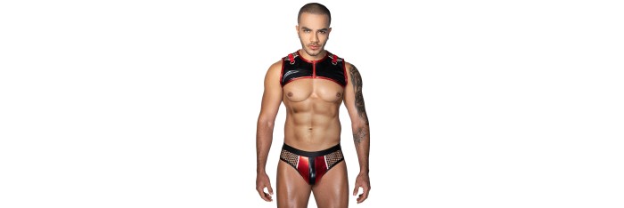 Ensemble sexy deux pièces rouge et noir - J Lingerie