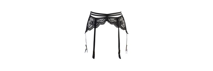 Porte-jarretelles tulle et dentelle noir V-10712 - Axami 