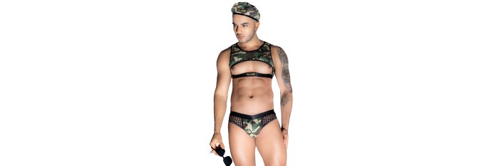 Tenue militaire sexy 4 pièces - J Lingerie